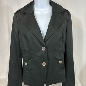 COPY - Talbots Women's Rain Jacket Blazer Size 10 Black Button Up Lined
